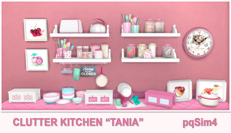 Tania Kitchen Clutter by PQSIMS4 for Sims 4
