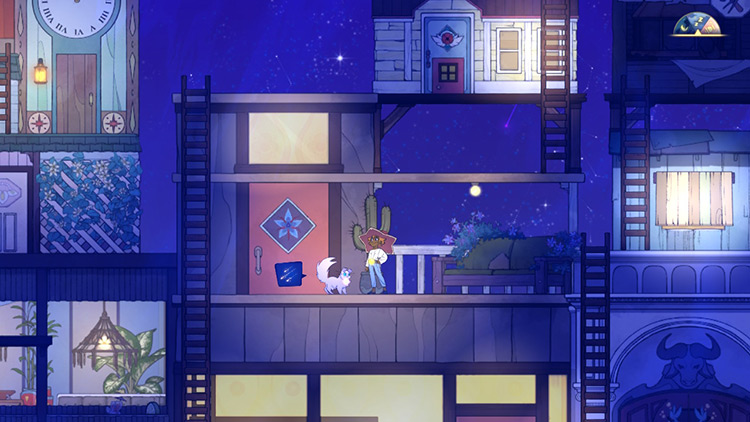 After Giovanni leaves, you can start the meteor shower event by interacting with this door on Astrid’s bungalow / Spiritfarer