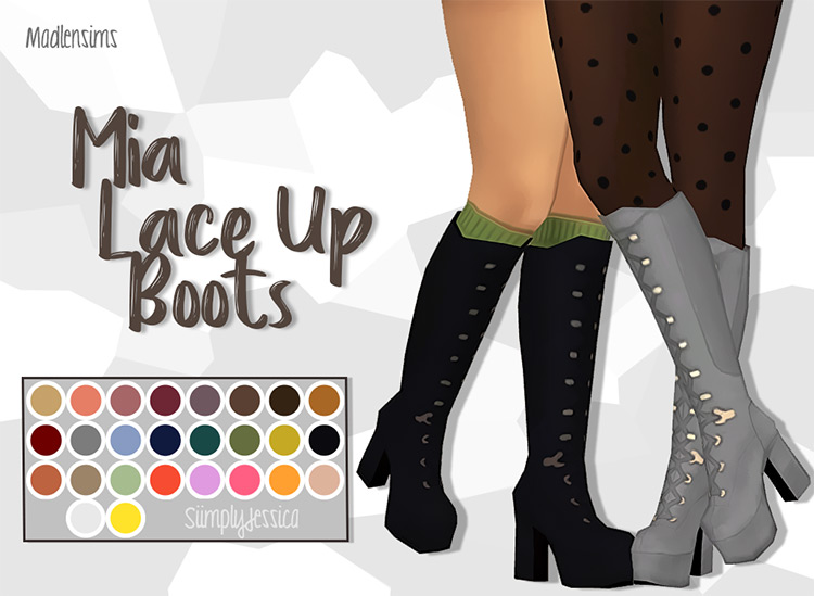 Mia Lace Up Boots / Sims 4 CC