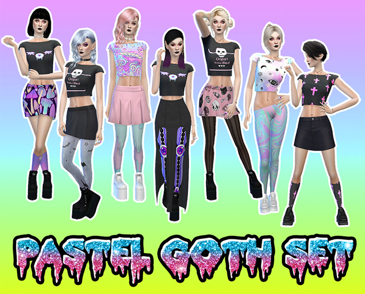 Pastel Goth Set / Sims 4 CC
