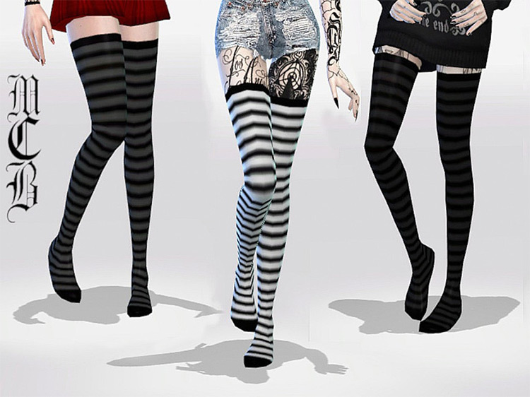 Long Striped Over Knee Socks / Sims 4 CC
