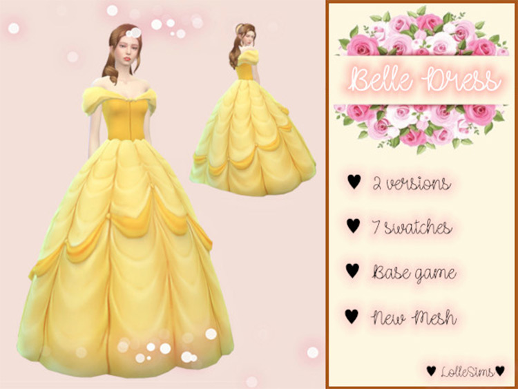 Princess Belle Dress / Sims 4 CC