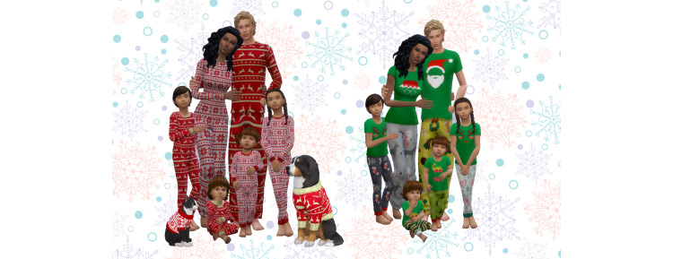 Matching Family Christmas Pajamas for Sims 4