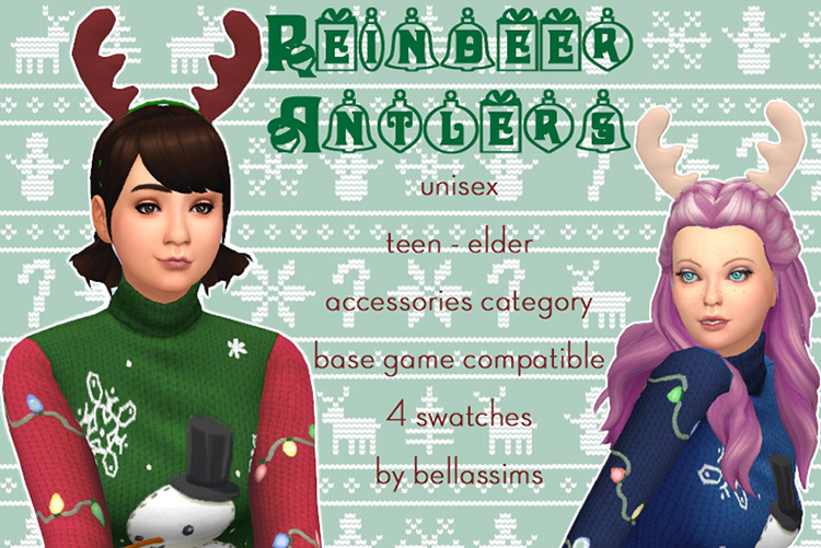 Unisex Reindeer Antlers Headband for Sims 4
