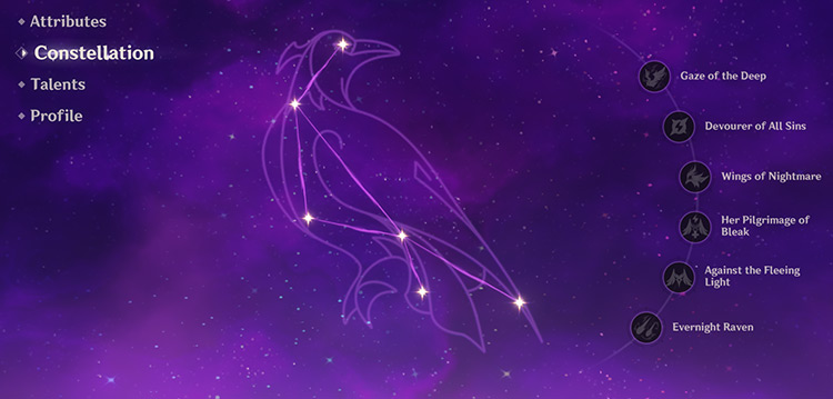 Fischl’s constellation screen / Genshin Impact