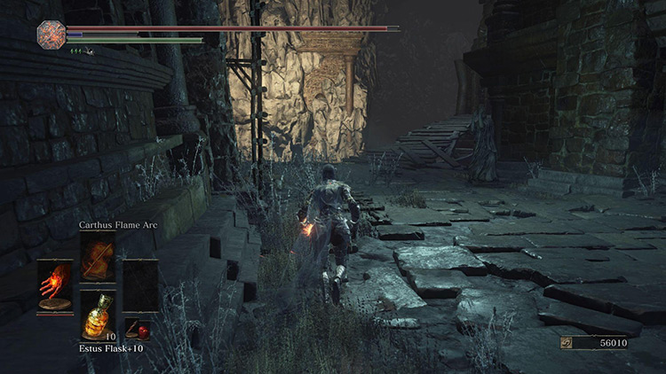 The site of the Gargoyle ambush, with the wooden walkway in the distance / DS3