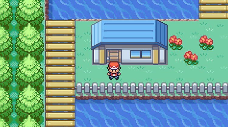 Outside the home of the Fishing Guru’s Brother (Super Rod) / Pokémon FRLG