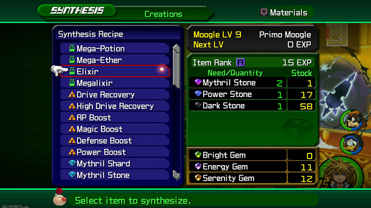 Making Power Stone items / Kingdom Hearts II