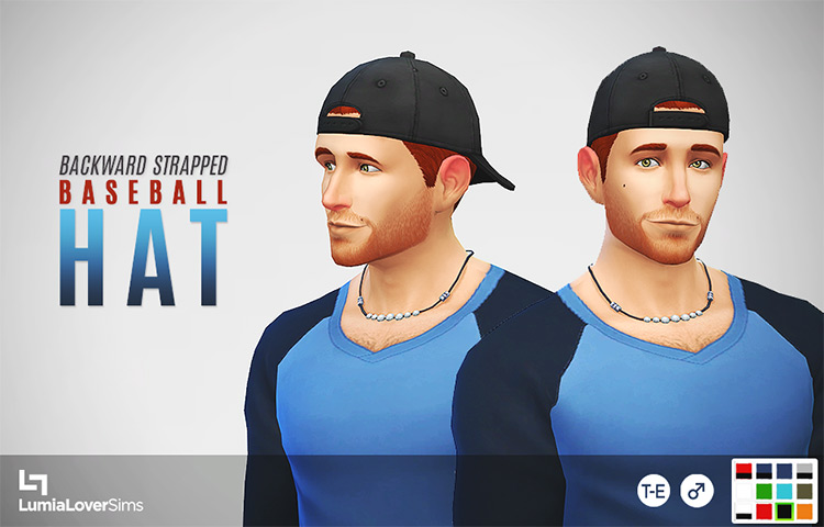 Backward Strapped Baseball Hat by luumia for Sims 4