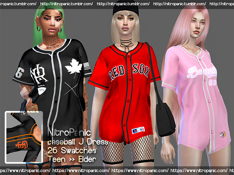 Baseball Jersey Dress CC for girls / The Sims 4