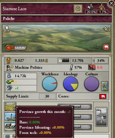 Province of Pakche on siam growing 1 person monthly due to base growth / Victoria 2