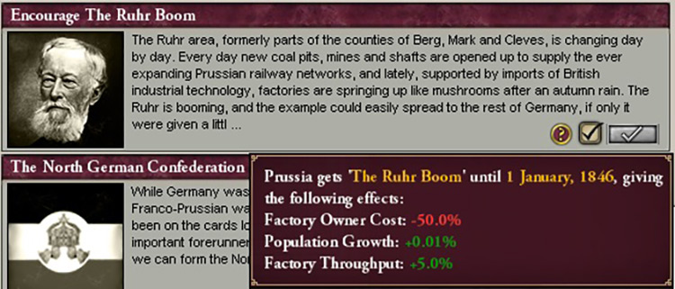 Encourage The Ruhr Boom Prussian decision / Victoria 2