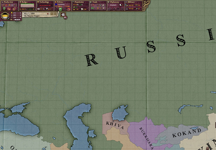 Russian population reaching 45 Million by 1890/ Victoria 2