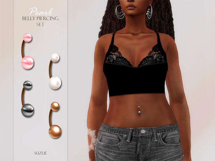 Pearl Belly Piercing Set / Sims 4 CC