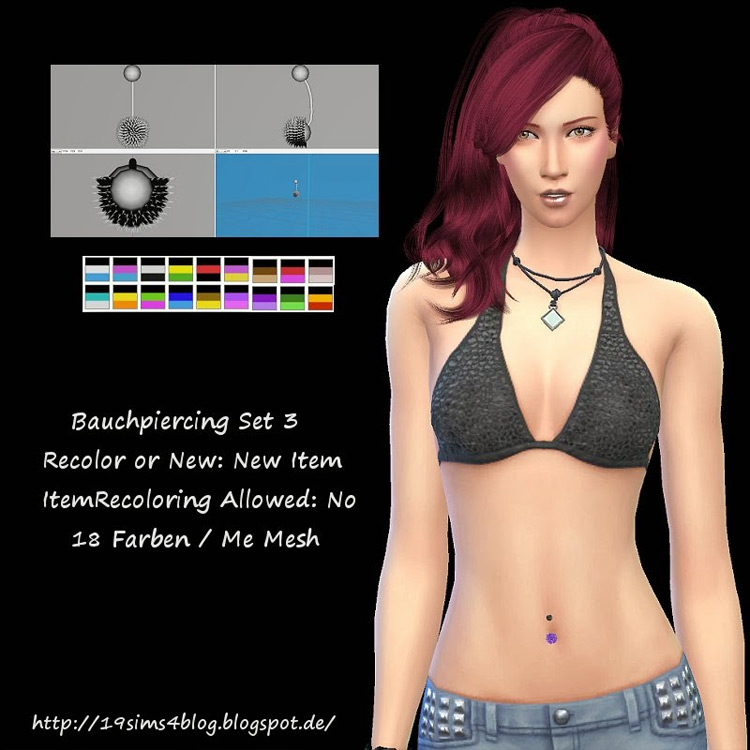 Belly Piercing Set #3 / Sims 4 CC