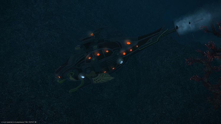 A Submersible being deployed on a Voyage into the Ruby Sea / Final Fantasy XIV