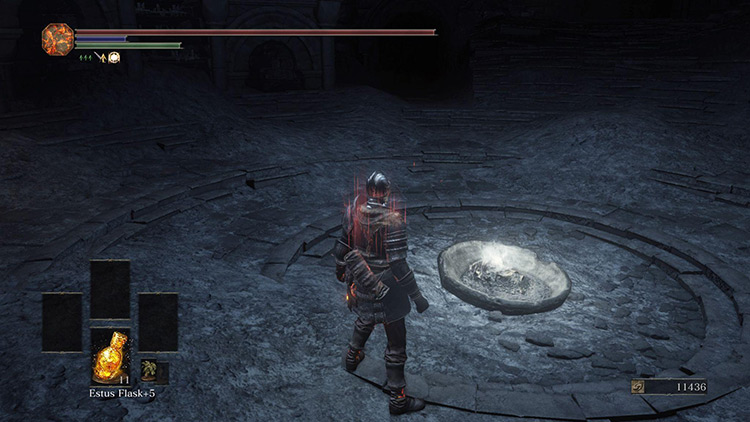 The Coiled Sword Fragment, in the center of Firelink Shrine / Dark Souls III