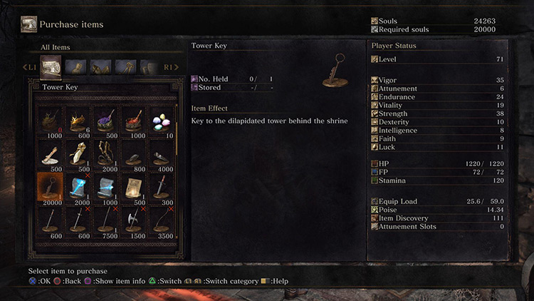 The Tower Key, sold by the Shrine Handmaid / Dark Souls III