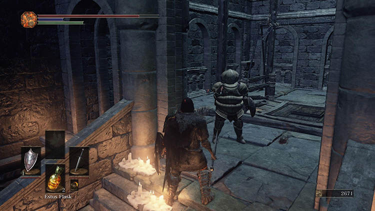 The first meeting with Siegward in the entrance to the Road of Sacrifices / Dark Souls III