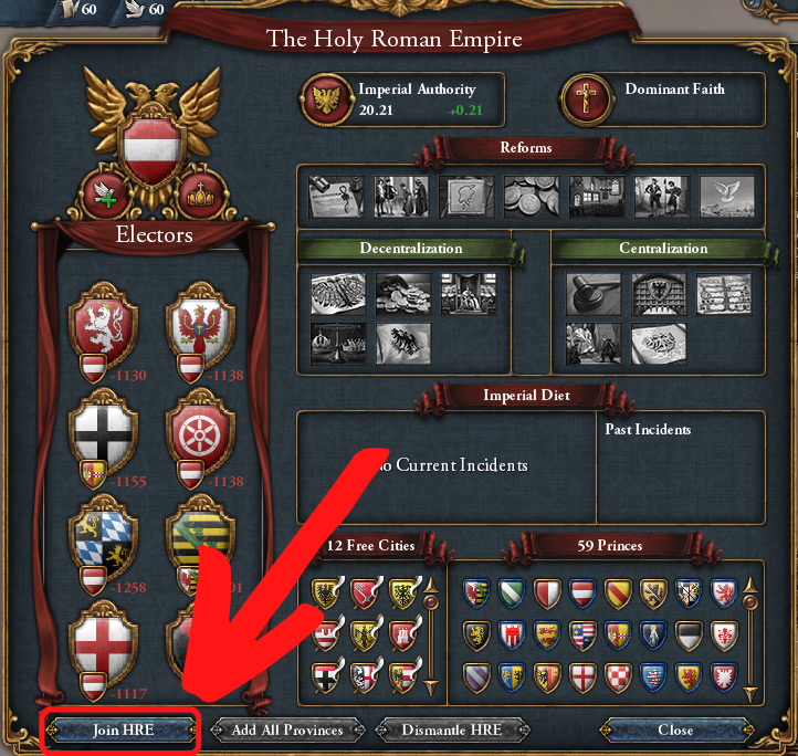 Holy Roman Empire UI / Europa Universalis IV