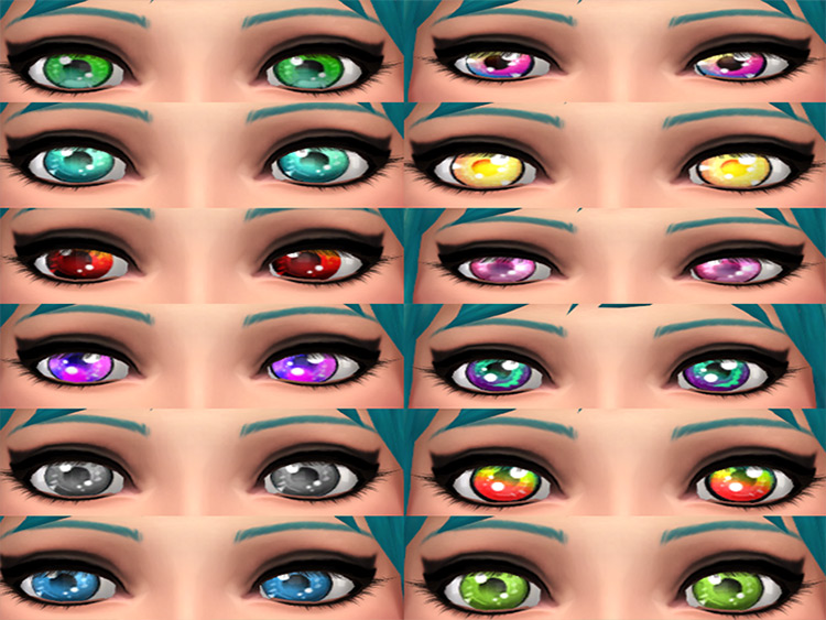 Anime Style Eyes Multiple Colors / Sims 4 CC