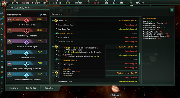 Galactic Imperial Tax Mod for Stellaris