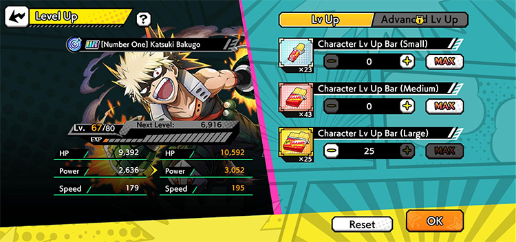 Level Up Page / My Hero Ultra Impact