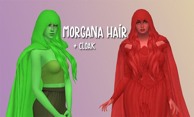 Morgana Hair + Cloak Sorbets Remix Recolor / Sims 4 CC