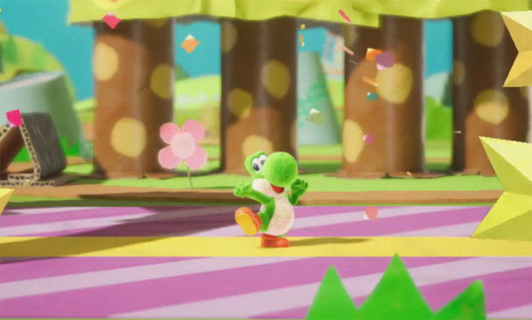 Yoshi from Yoshi's Crafted World game