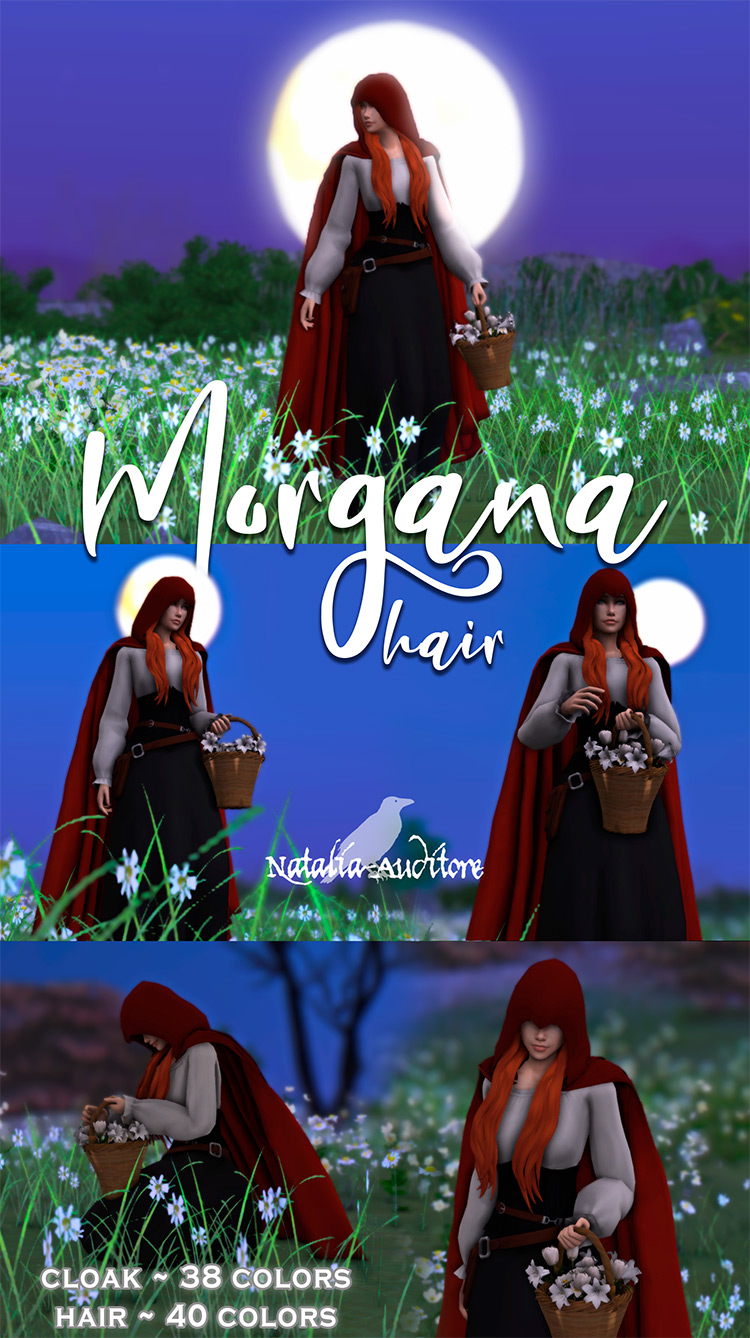 Morgana Hair + Cloak / Sims 4 CC