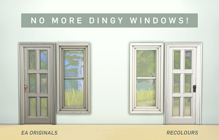 Whiter Windows: Before & After CC by SimPlistic for Sims 4