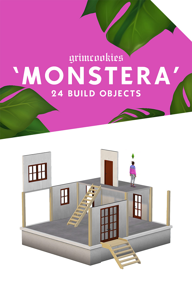 ‘Monstera’ – Build Set by akalukery/grimcookies TS4 CC