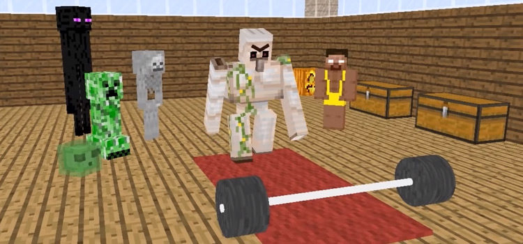 Bodybuilding characters in Minecraft