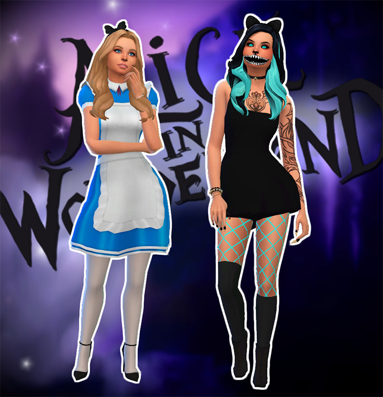 Opposite Twins Halloween Costumes by cyberdoll Sims 4 CC