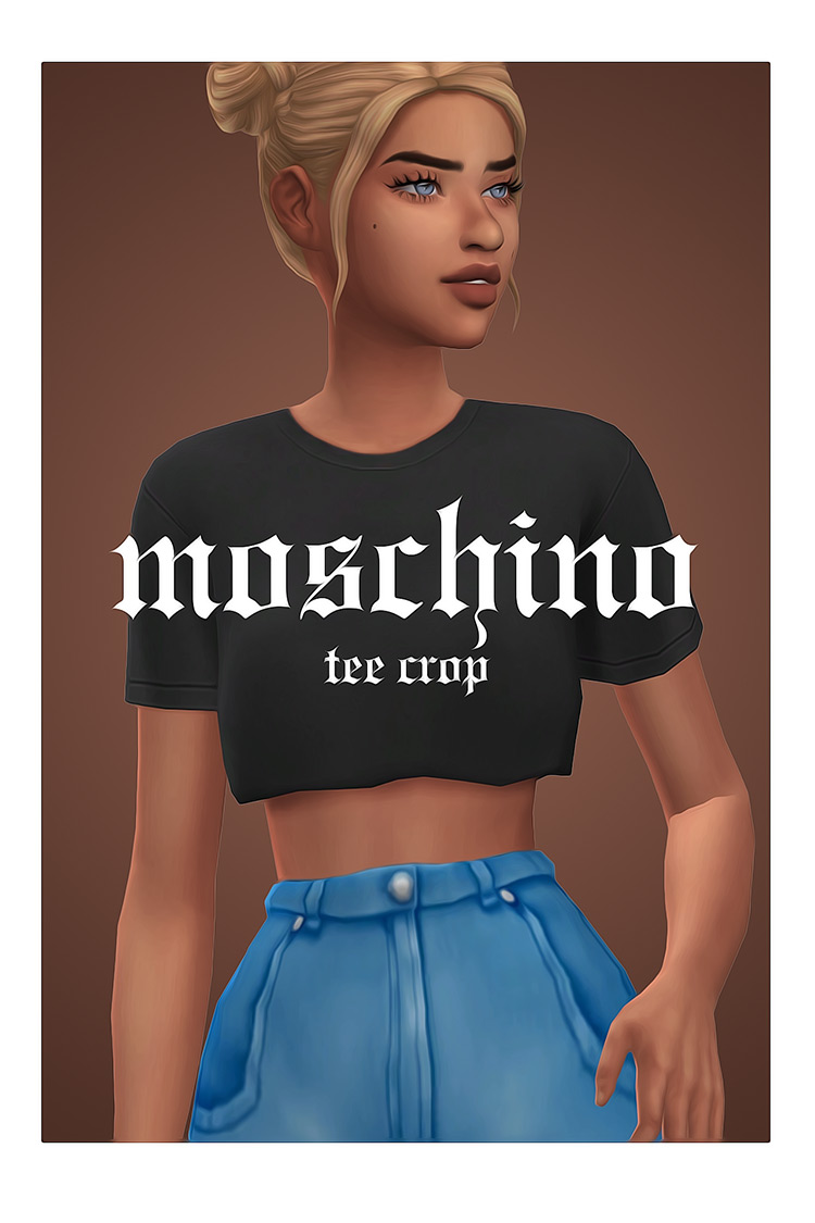 Moschino Tee Crop by akalukery Sims 4 CC