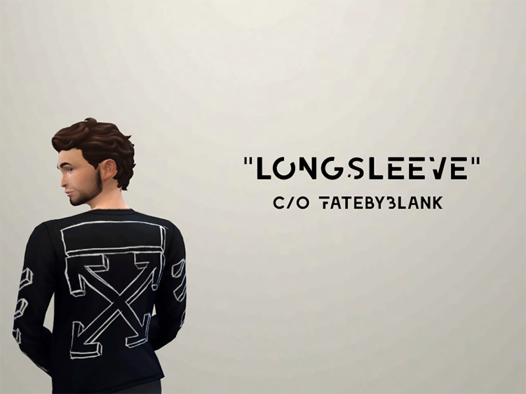 Black Off White Marker Arrows Long Sleeve by fatebyblank for Sims 4