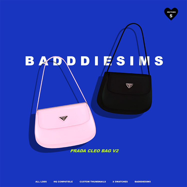 Prada Cleo Bags v2 by Baddiesims TS4 CC