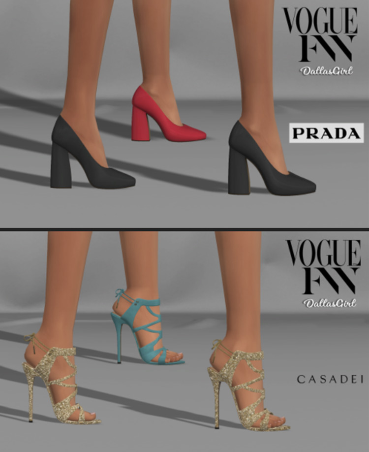 Prada Block Heels & Casadei Sandals by DallasGirl Sims 4 CC