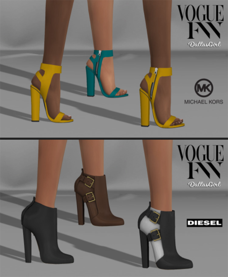 Michael Kors Zip Sandals & DIESEL Ankle Boots by DallasGirl TS4 CC