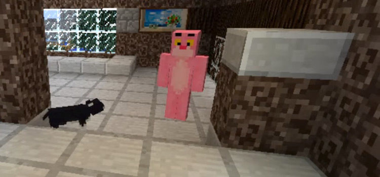 Pink Panther with a cat (Minecraft)