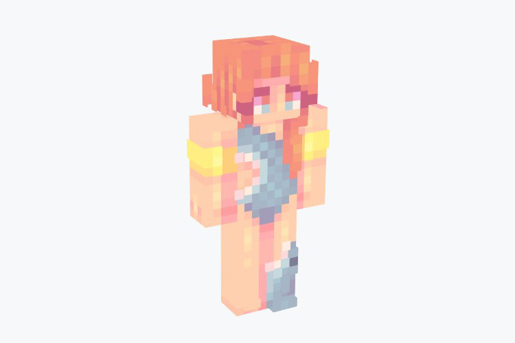 Girl in Shark-themed Swimsuit Skin For Minecraft