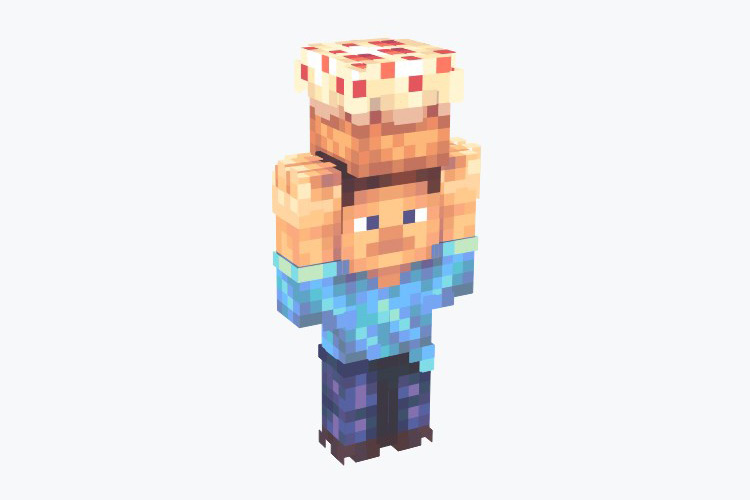 Steve Holding Cake Skin For Minecraft