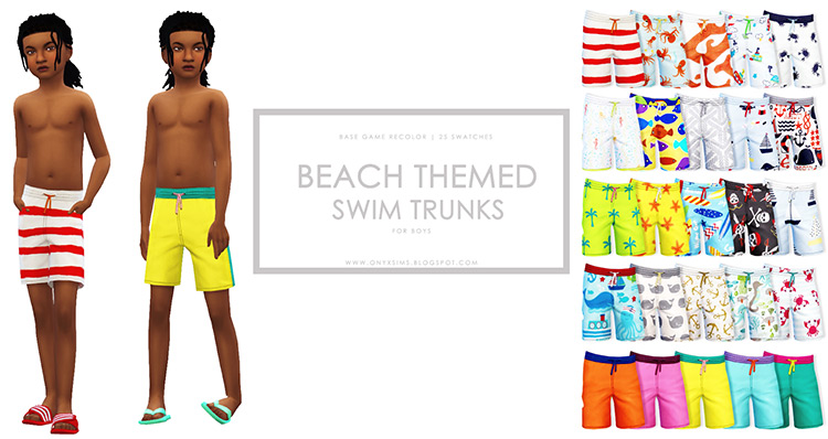 Beach Themed Swim Trunks for Boys / Sims 4 CC