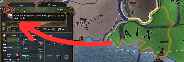 The crown button in the Province screen / EU4