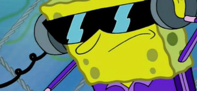 SpongeBob in sunglasses DJing meme