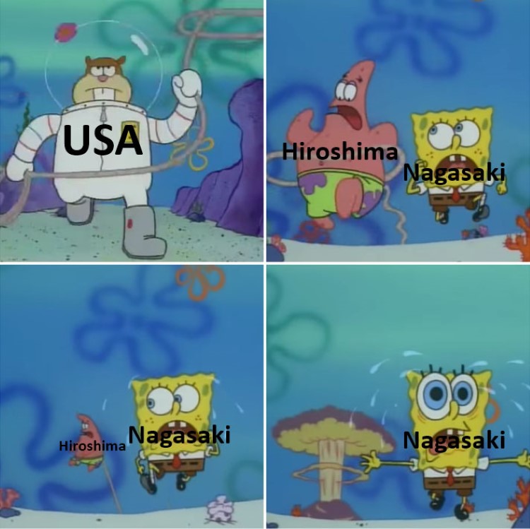 Hiroshima Nagasaki SpongeBob Sandy meme