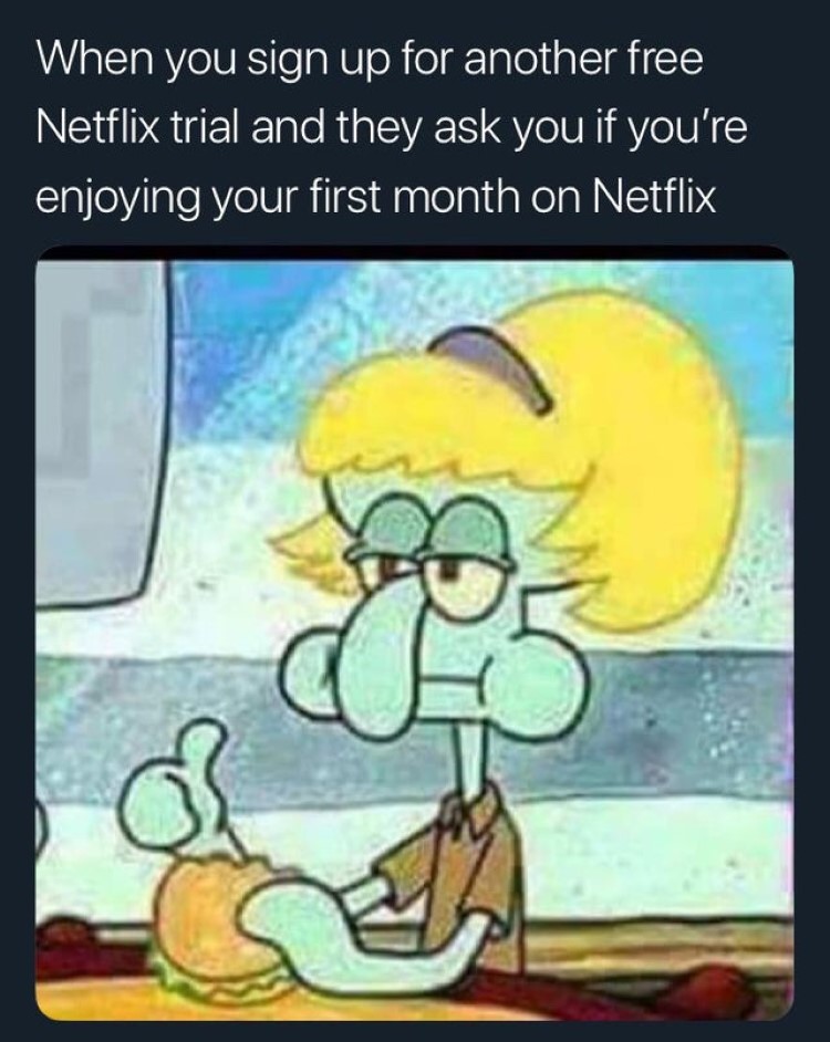 Sign up for netflix trial Squidward meme
