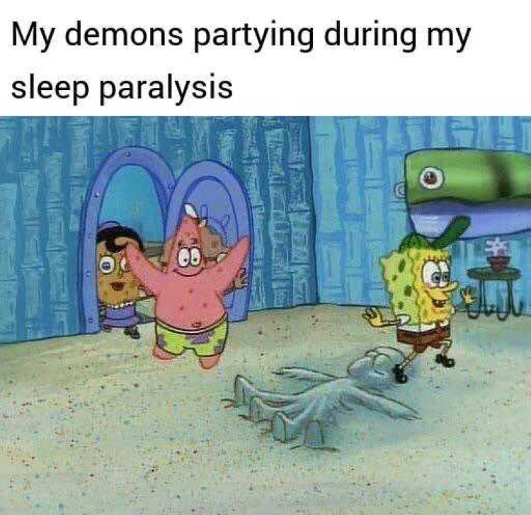 Sleep paralysis meme SpongeBob