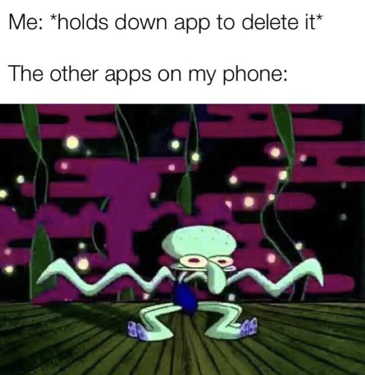 Apps on phone vibrate Squidward