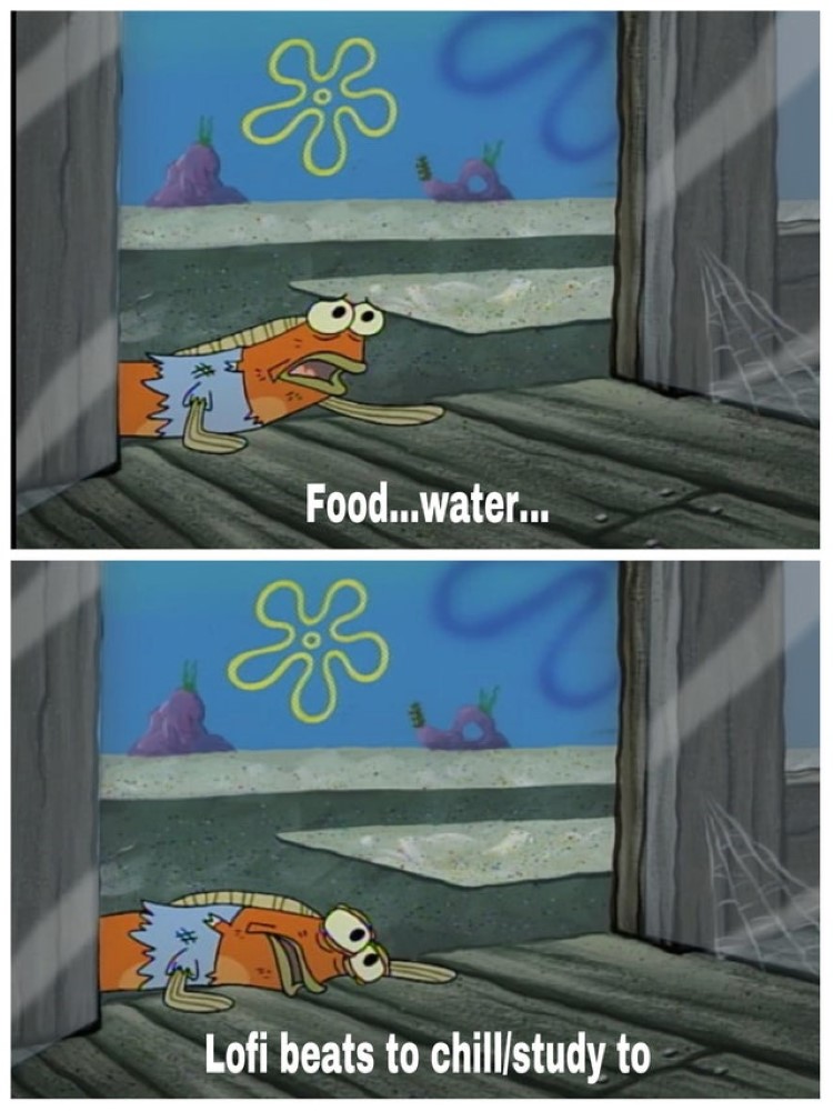 Lofi beats food water meme SpongeBob